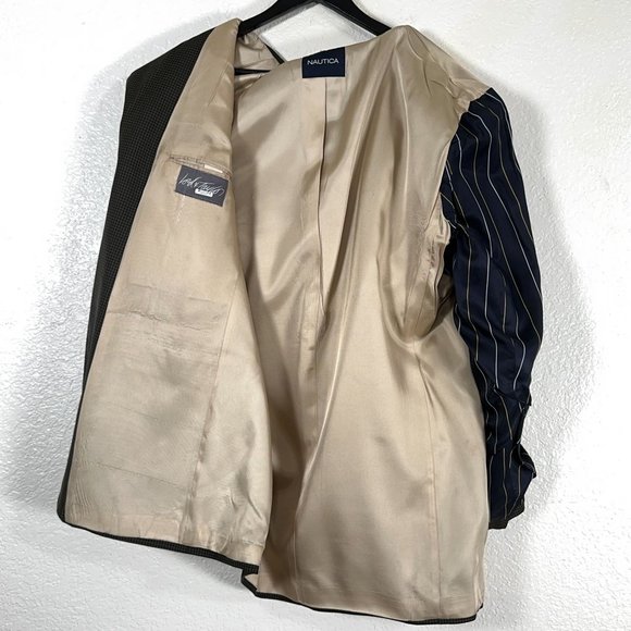 Nautica 100% Wool 3 Button Blazer in Green Check Men's Size 44L - Picture 9 of 10